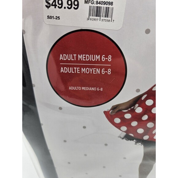 New Disney Minnie Mouse Adult Medium 6-8 Costume Halloween Cosplay Dress Ears - Picture 3 of 6